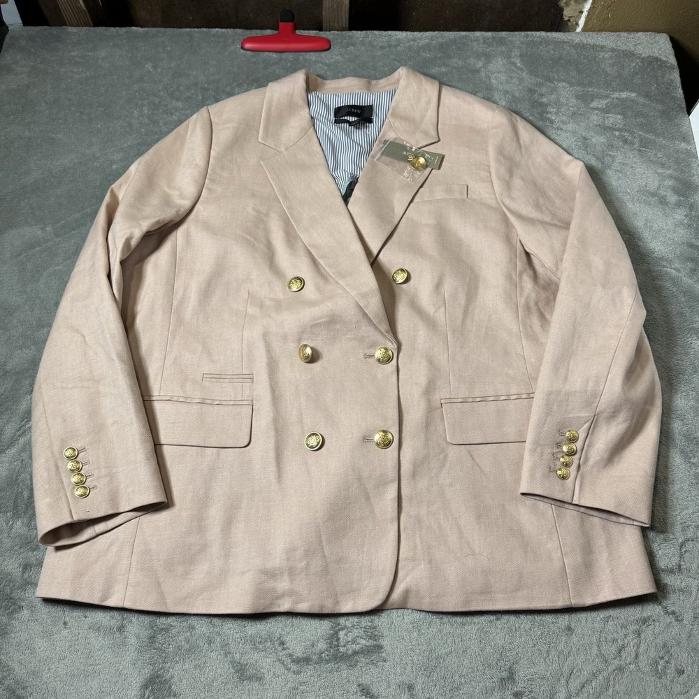 J. Crew Double-Breasted Blazer in Pale Pink with Gold Buttons